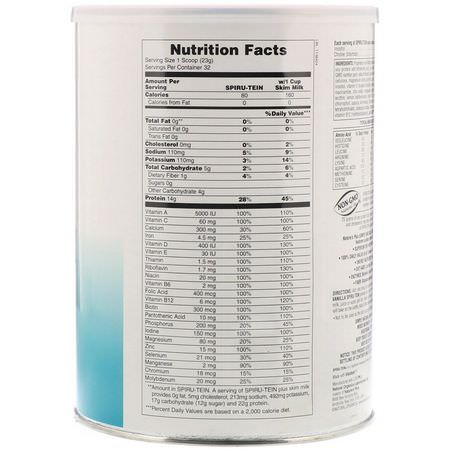 Växtbaserat, Växtbaserat Protein, Sportnäring, Måltidsersättningar: Nature's Plus, Spiru-Tein, High Protein Energy Meal, Simply Natural Original Vanilla, Unsweetened, 1.63 lbs (740 g)
