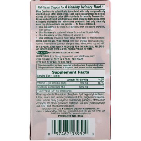 Tranbär, Homeopati, Örter: Nature's Plus, Ultra Cranberry 1000, 60 Tablets