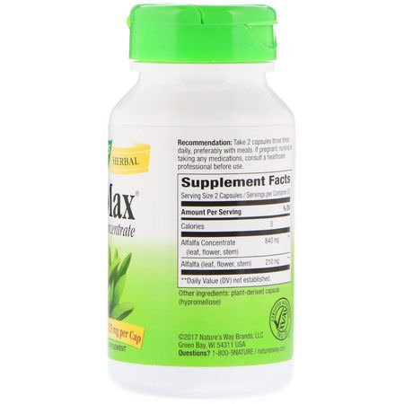 Alfalfa, Homeopati, Örter: Nature's Way, Alfa-Max, Concentrate, 525 mg, 100 Vegetarian Capsules