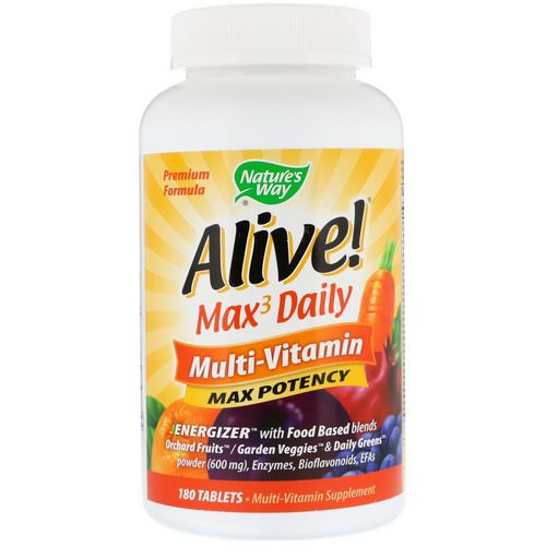 Nature's Way, Alive! Max3 Daily, Multi-Vitamin, 180 Tablets Review