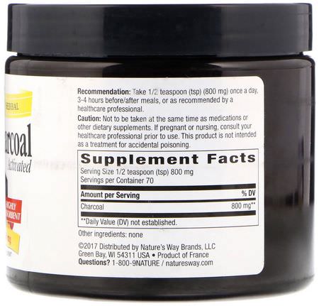 Kol, Tillskott: Nature's Way, Coconut Charcoal, Activated, 800 mg, 2 oz (56 g)