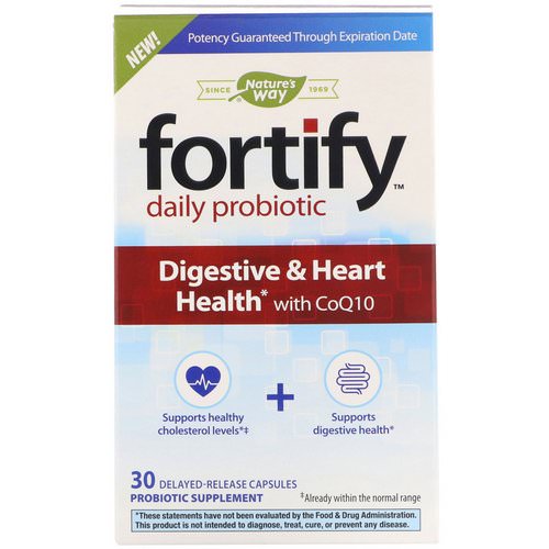 Nature's Way, Fortify, Daily Probiotic, Digestive & Heart Health with CoQ10, 30 Delayed-Release Capsules Review
