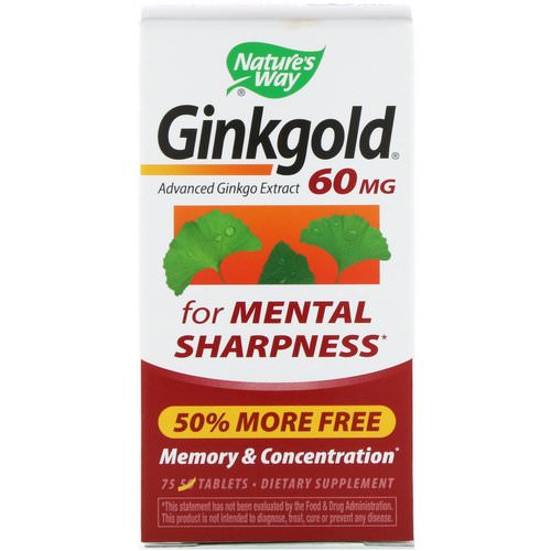 Nature's Way, Ginkgold, Memory & Concentration, 60 mg, 75 Tablets Review