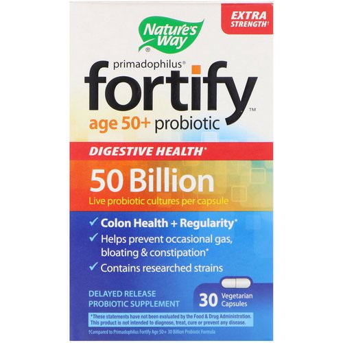 Nature's Way, Primadophilus, Fortify, Age 50+ Probiotic, Extra Strength, 30 Vegetarian Capsules Review