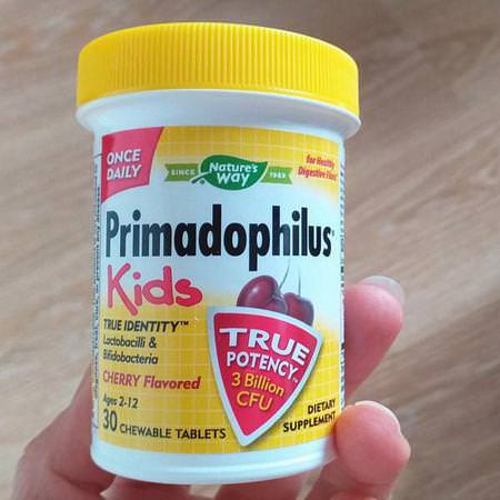 Nature's Way, Primadophilus, Kids, Cherry, 3 Billion CFU, 30 Chewable Tablets