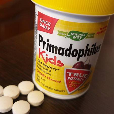 Nature's Way, Primadophilus, Kids, Cherry, 3 Billion CFU, 30 Chewable Tablets