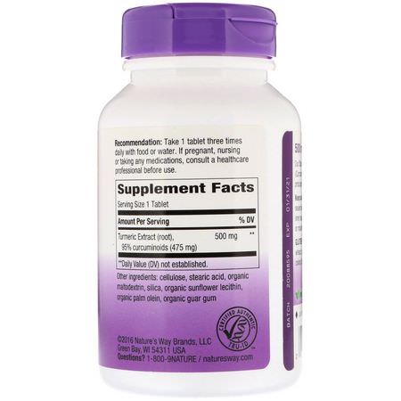 Curcumin, Gurkmeja, Antioxidanter, Kosttillskott: Nature's Way, Turmeric, Standardized, 120 Tablets
