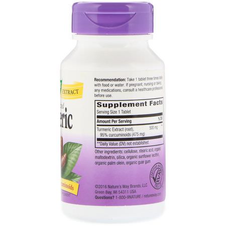 Curcumin, Gurkmeja, Antioxidanter, Kosttillskott: Nature's Way, Turmeric, Standardized, 60 Tablets