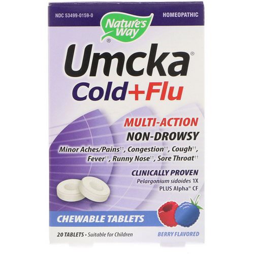 Nature's Way, Umcka, Cold + Flu, Berry, 20 Chewable Tablets Review