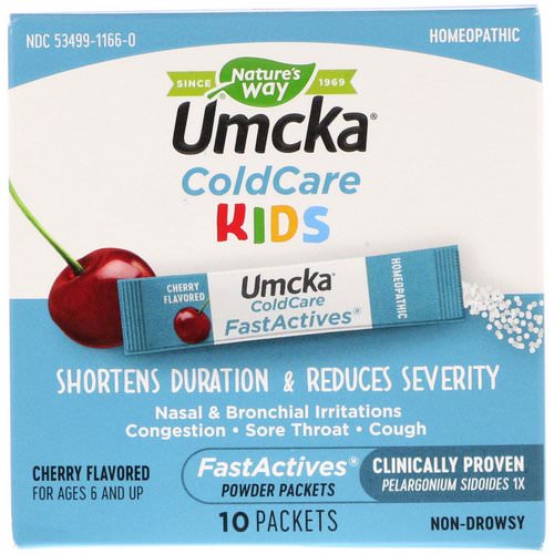 Nature's Way, Umcka, ColdCare Kids, FastActives, Cherry Flavored, 10 Powder Packets Review