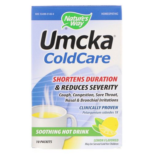 Nature's Way, Umcka, ColdCare, Soothing Hot Drink, Lemon Flavored, 10 Packets Review