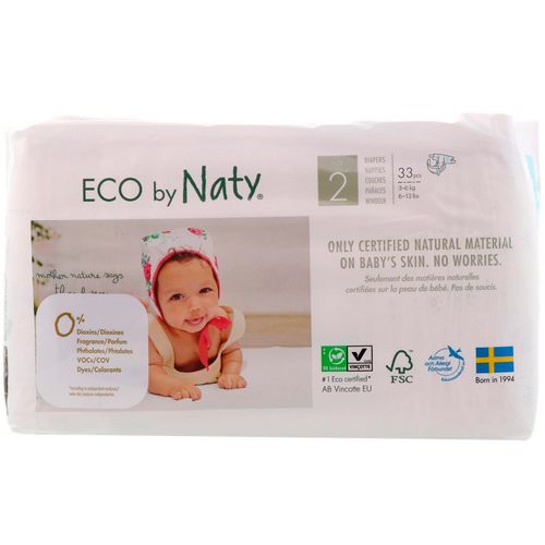 Naty, Diapers for Sensitive Skin, Size 2, 6-13 lbs (3-6 kg), 33 Diapers Review