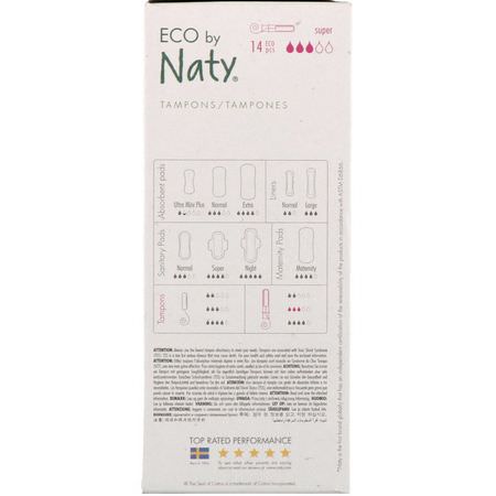 Tamponger, Feminin Hygien, Bad: Naty, Tampons with Applicator, Super, 14 Eco Pieces