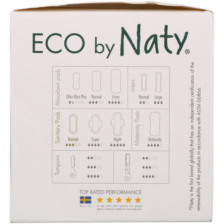 Engångsunderlag, Feminina Dynor, Feminin Hygien, Bad: Naty, Thin Pads, Normal, 15 Eco Pieces