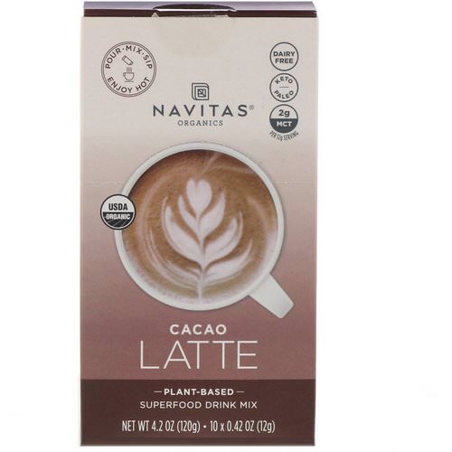 Navitas Organics, Latte Superfood Drink Mix, Cacao, 10 Packets, 0.31 oz (9 g) Each Review