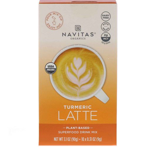 Navitas Organics, Latte Superfood Drink Mix, Turmeric, 10 Packets, 0.31 oz (9 g) Each Review