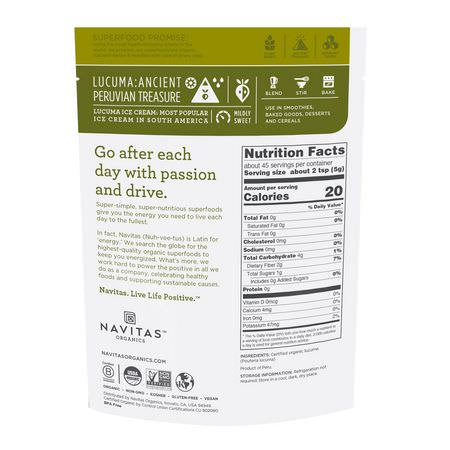 Lucuma, Superfoods, Greens: Navitas Organics, Organic Lucuma Powder, 8 oz (227 g)