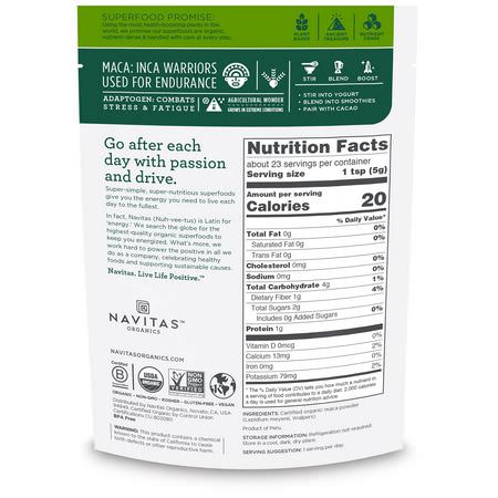 Maca, Homeopati: Navitas Organics, Organic Maca Powder, 4 oz (113 g)