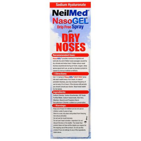 Sinustillskott, Näsa, Örat, Ögon: NeilMed, NasoGel, For Dry Noses, 1 Bottle, 1 fl oz (30 ml)