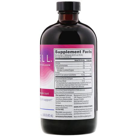 Kollagentillskott, Fog, Ben, Kosttillskott: Neocell, Collagen +C Pomegranate Liquid, 4 g, 16 fl oz (473 ml)