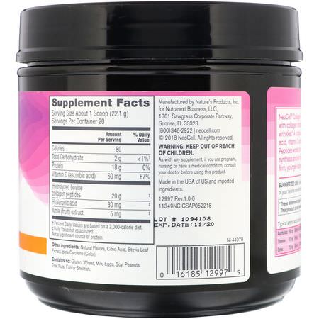 Kollagentillskott, Fog, Ben, Kosttillskott: Neocell, Collagen Protein Peptides, Mandarin Orange, 15.6 oz (442 g)