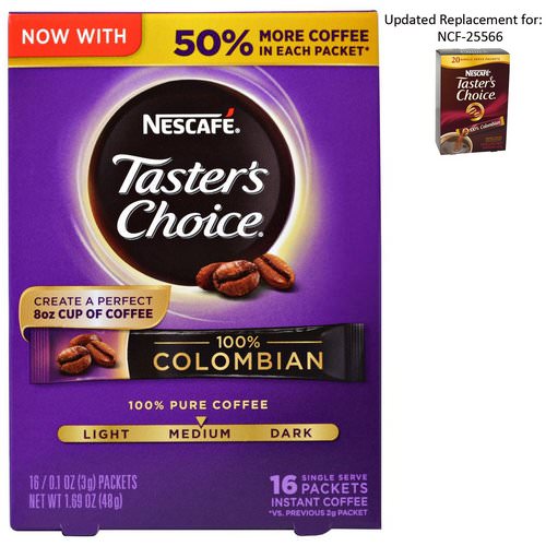 Nescafe, Taster's Choice, Instant Coffee, 100% Colombian, 16 Single Serve Packets, 0.1 oz (3 g) Each Review