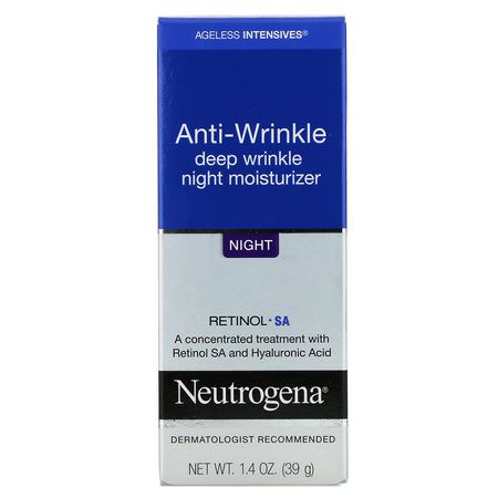Nattfuktare, Krämer, Ansiktsfuktare, Skönhet: Neutrogena, Anti-Wrinkle Deep Wrinkle Night Moisturizer, Night, 1.4 oz (39 g)
