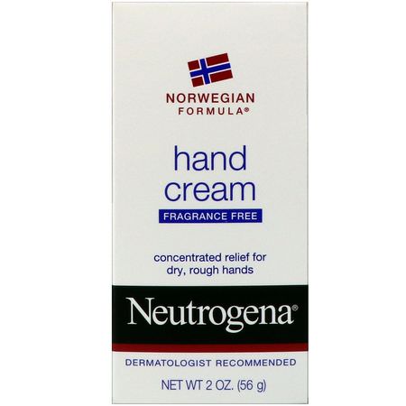 Handkrämkräm, Handvård, Bad: Neutrogena, Hand Cream, Fragrance Free, 2 oz (56 g)
