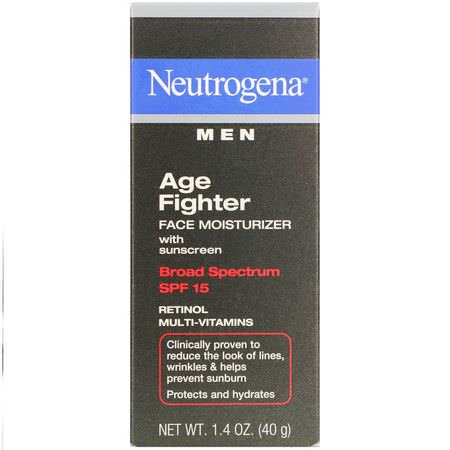 Ansiktsvård, Herrvård, Bad: Neutrogena, Men, Age Fighter Face Moisturizer with Sunscreen, SPF 15, 1.4 oz (40 g)