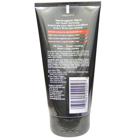 Rakkräm För Män, Skäggskötsel, Rakning, Skötsel För Män: Neutrogena, Men, Skin Clearing Shave Cream, 5.1 fl oz (150 ml)