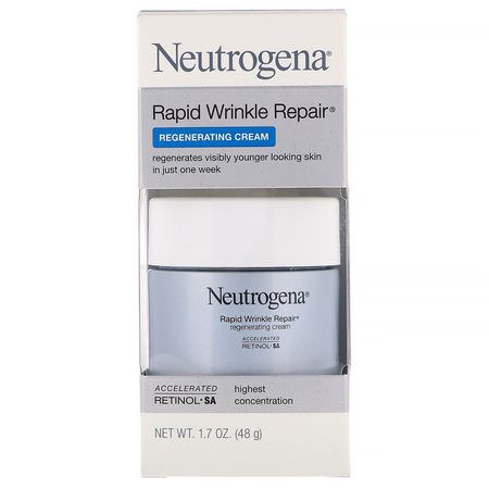 Retinol, Krämer, Ansiktsfuktare, Skönhet: Neutrogena, Rapid Wrinkle Repair, Regenerating Cream, 1.7 oz (48 g)