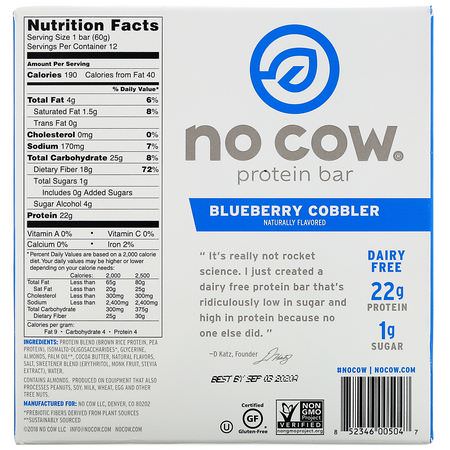 No Cow Plant Based Protein Bars - Växtbaserade Proteinbarer, Proteinbarer, Brownies, Kakor