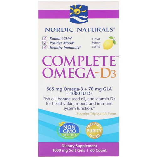 Nordic Naturals, Complete Omega-D3, Lemon, 1,000 mg, 60 Soft Gels Review