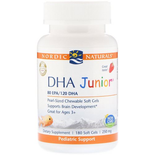 Nordic Naturals, DHA Junior, Strawberry, 250 mg, 180 Soft Gels Review