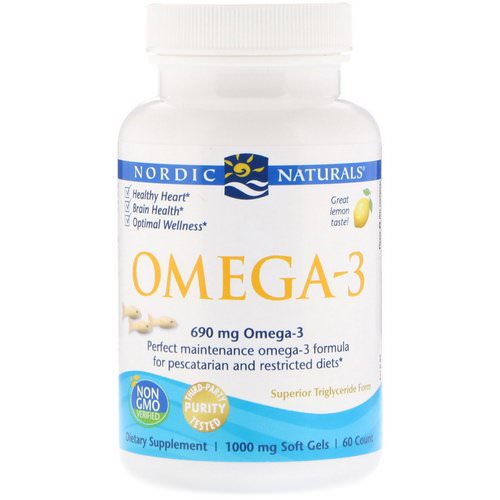 Nordic Naturals, Omega-3, Lemon, 1,000 mg, 60 Soft Gels Review