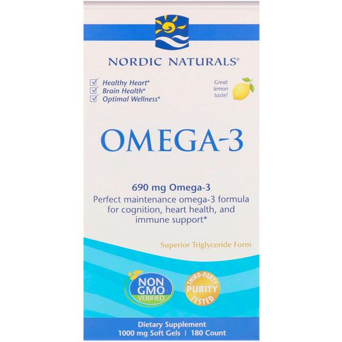 Nordic Naturals, Omega-3, Lemon, 690 mg, 180 Soft Gels Review