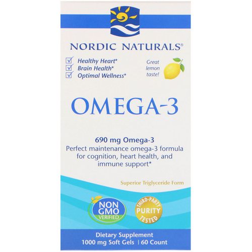 Nordic Naturals, Omega-3, Lemon, 690 mg, 60 Soft Gels Review