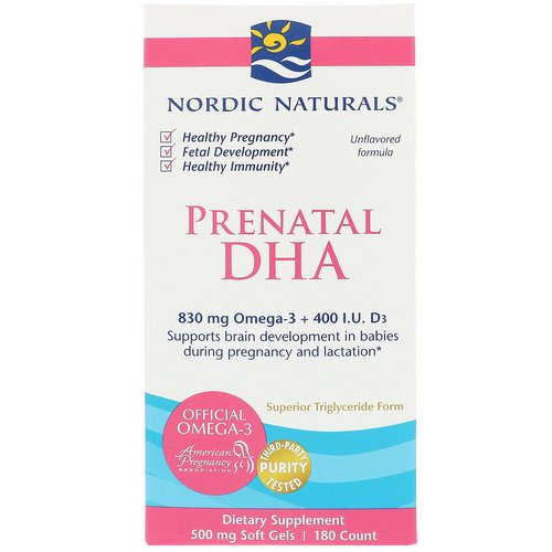 Nordic Naturals, Prenatal DHA, Unflavored Formula, 500 mg, 180 Soft Gels Review