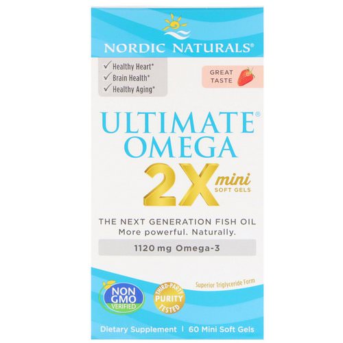 Nordic Naturals, Ultimate Omega 2X, Strawberry, 1120 mg, 60 Mini Soft Gels Review