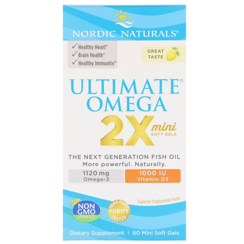 Nordic Naturals, Ultimate Omega 2X with Vitamin D3, Lemon, 60 Mini Soft Gels Review