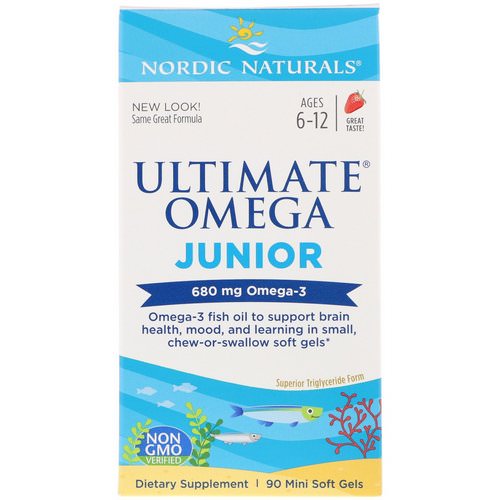 Nordic Naturals, Ultimate Omega Junior, Strawberry, 680 mg, 90 Mini Soft Gels Review