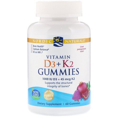 Nordic Naturals, Vitamin D3 + K2 Gummies, Pomegranate, 60 Gummies Review