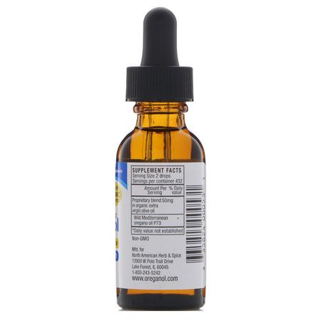 Influensa, Hosta, Förkylning, Kosttillskott: North American Herb & Spice, Wild Oreganol, Oil of Oregano, 1 fl oz (30 ml)