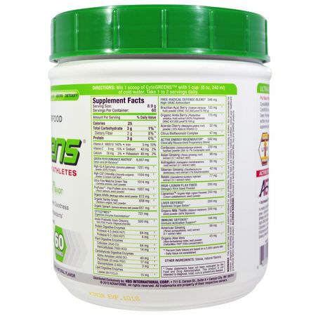 Sporttillskott, Sportnäring, Superfoods, Greener: NovaForme, CytoGreens, Premium Green Superfood for Athletes, Acai Berry Green Tea Flavor, 1.2 lbs (535 g)