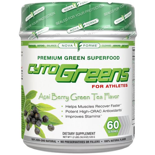 NovaForme, CytoGreens, Premium Green Superfood for Athletes, Acai Berry Green Tea Flavor, 1.2 lbs (535 g) Review