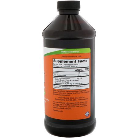 Acai, Superfoods, Green, Supplements: Now Foods, Acai Liquid Concentrate, 16 fl oz (473 ml)