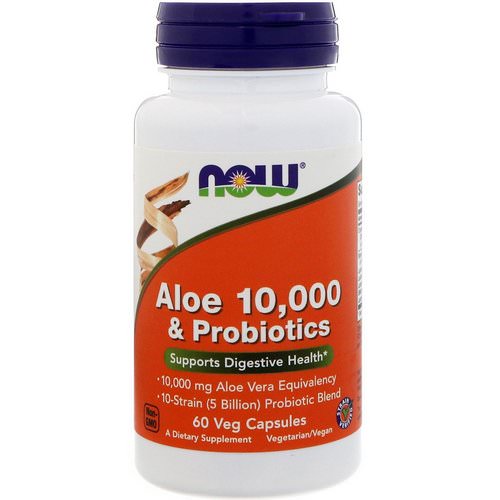 Now Foods, Aloe 10,000 & Probiotics, 60 Veg Capsules Review