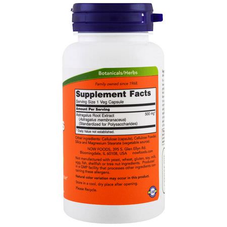 Astragalus, Homeopati, Örter: Now Foods, Astragalus Extract, 500 mg, 90 Veggie Caps
