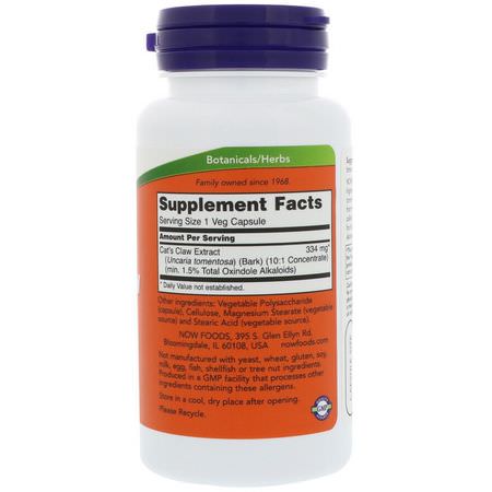 Cat's Claw Una De Gato, Homeopati, Örter: Now Foods, Cat's Claw Extract, 60 Veg Capsules