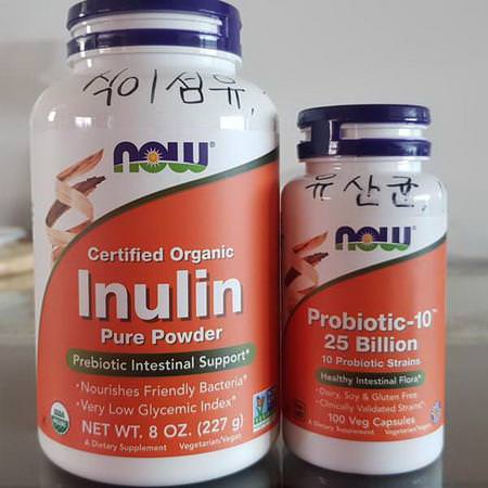 Now Foods, Certified Organic Inulin, Prebiotic Pure Powder, 8 oz (227 g)